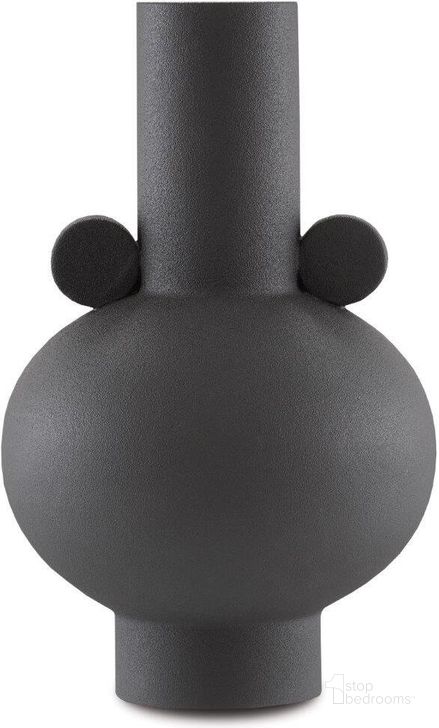 The appearance of Happy 40 Round Black Vase designed by Currey & Company in the modern / contemporary interior design. This black piece of furniture  was selected by 1StopBedrooms from Happy 40 Collection to add a touch of cosiness and style into your home. Sku: 1200-0400. Material: Ceramic. Product Type: Vase. Image1