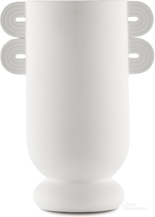 The appearance of Happy 40 Straight White Vase designed by Currey & Company in the modern / contemporary interior design. This white piece of furniture  was selected by 1StopBedrooms from Happy 40 Collection to add a touch of cosiness and style into your home. Sku: 1200-0397. Material: Ceramic. Product Type: Vase. Image1