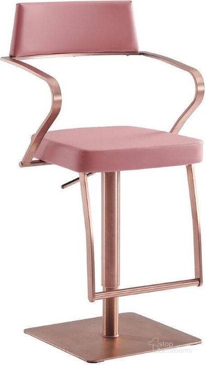 The appearance of Harbor Adjustable 360 Swivel Arm Bar Stool In Dusty Pink Pu Leather designed by Casabianca Home in the modern / contemporary interior design. This dusty pink piece of furniture  was selected by 1StopBedrooms from Harbor Collection to add a touch of cosiness and style into your home. Sku: CB-C103RGP. Material: Leather. Product Type: Barstool. Image1