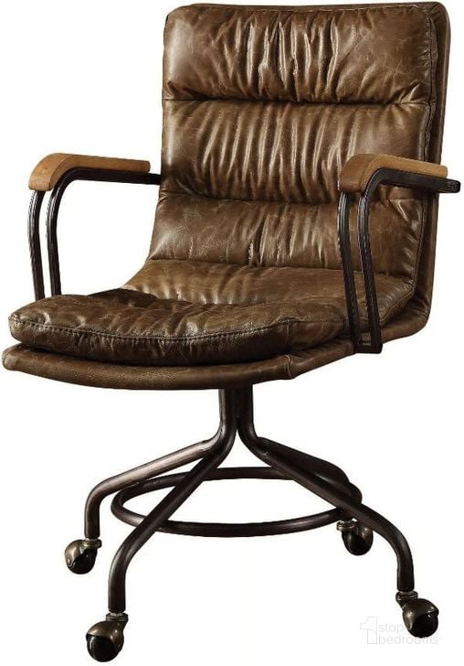 The appearance of Harith Vintage Whiskey Leather Executive Office Chair designed by ACME in the rustic / southwestern interior design. This whiskey piece of furniture  was selected by 1StopBedrooms from Harith Collection to add a touch of cosiness and style into your home. Sku: 92416. Material: Leather. Product Type: Office Chair. Image1