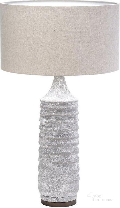The appearance of Harlan 30.5 Inch Beige-Toned Fabric Shade Gray Concrete Base Table Lamp designed by Mercana in the modern / contemporary interior design. This grey piece of furniture  was selected by 1StopBedrooms from Harlan Collection to add a touch of cosiness and style into your home. Sku: 68341. Material: Fabric. Product Type: Table Lamp. Image1