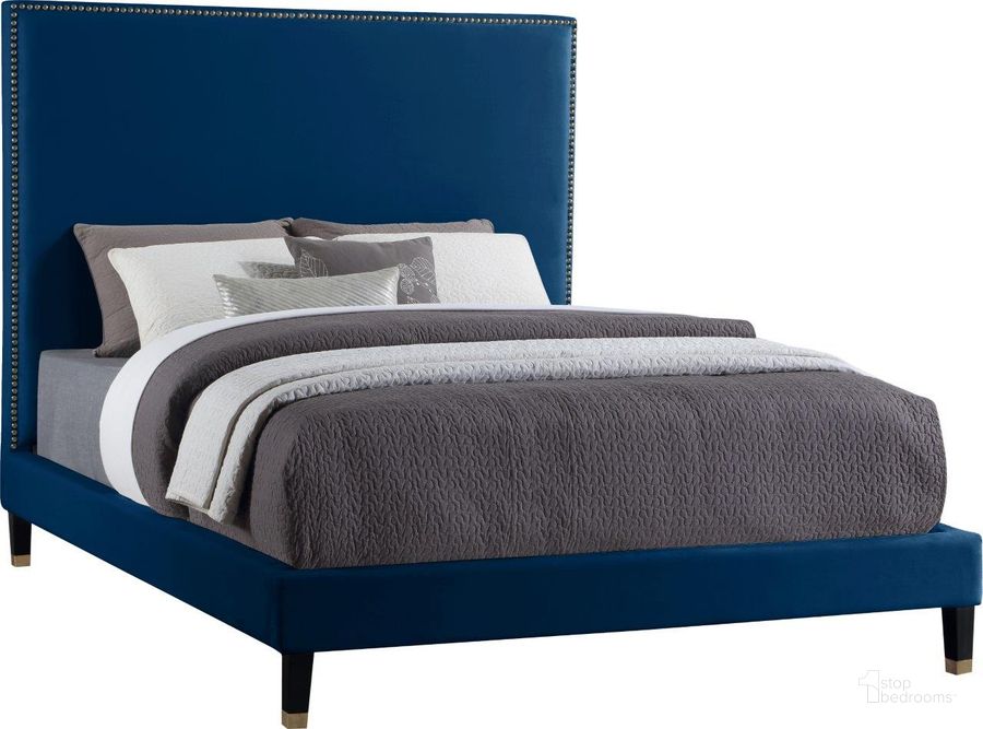 The appearance of Harlie Navy Full Bed designed by Meridian in the modern / contemporary interior design. This navy velvet piece of furniture  was selected by 1StopBedrooms from Harlie Collection to add a touch of cosiness and style into your home. Sku: HarlieNavy-F-1;HarlieNavy-F-2. Bed Type: Platform Bed. Product Type: Platform Bed. Bed Size: Full. Material: Velvet. Image1