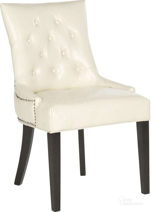 The appearance of Harlow Flat Cream and Espresso Tufted Ring Chair designed by Safavieh in the glam interior design. This cream piece of furniture  was selected by 1StopBedrooms from Harlow Collection to add a touch of cosiness and style into your home. Sku: MCR4716B-SET2. Product Type: Dining Chair. Material: Stainless Steel. Image1
