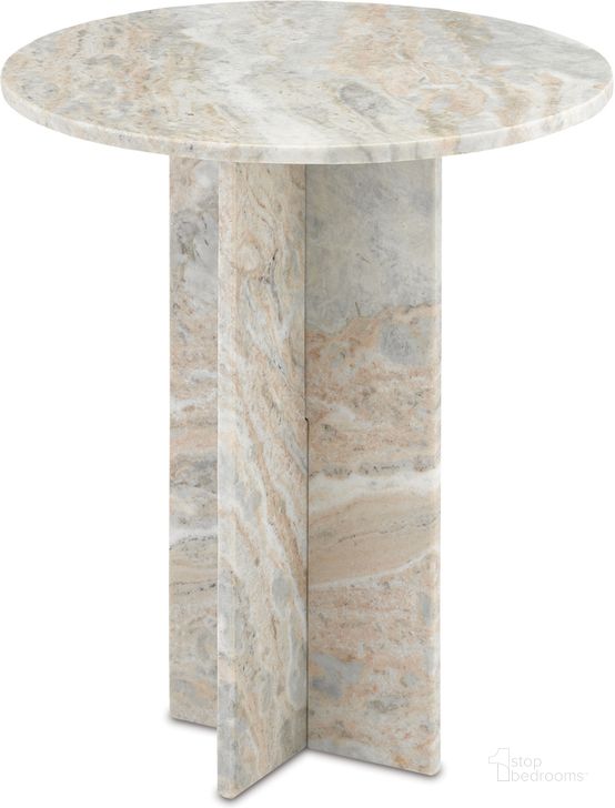 The appearance of Harmon Toronto Marble Accent Table In Natural designed by Currey & Company in the modern / contemporary interior design. This natural piece of furniture  was selected by 1StopBedrooms from Harmon Collection to add a touch of cosiness and style into your home. Sku: 3000-0183. Material: Marble. Product Type: Accent Table. Image1