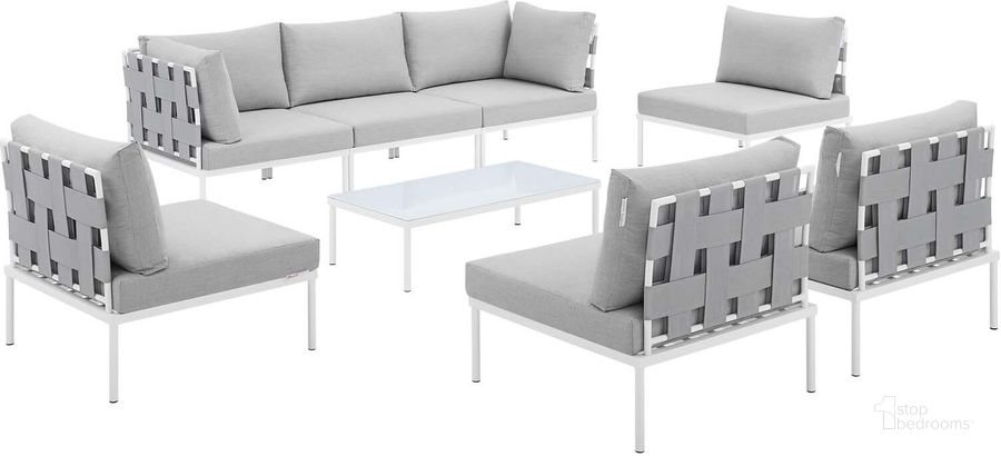 The appearance of Harmony 8-Piece Sunbrella Outdoor Patio All Mesh Sectional Sofa Set In Gray designed by Modway in the modern / contemporary interior design. This gray piece of furniture  was selected by 1StopBedrooms from Harmony Collection to add a touch of cosiness and style into your home. Sku: EEI-4941-GRY-GRY-SET. Material: Polyester. Product Type: Outdoor Sectional. Image1