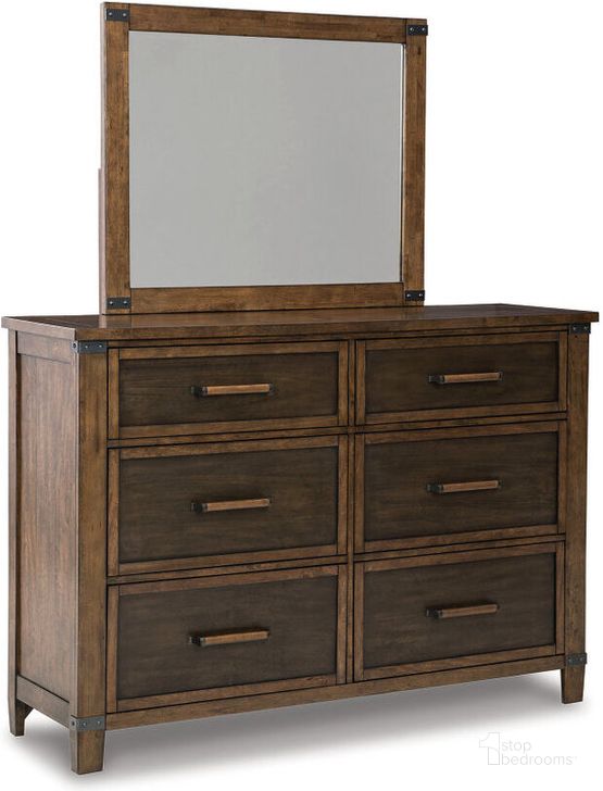 The appearance of Harmony Mills Two-tone Dresser Mirror designed by Bennett Interiors in the transitional interior design. This two-tone piece of furniture  was selected by 1StopBedrooms from Harmony Mills Collection to add a touch of cosiness and style into your home. Sku: B759-31;B759-36. Material: Wood. Product Type: Dresser and Mirror. Image1