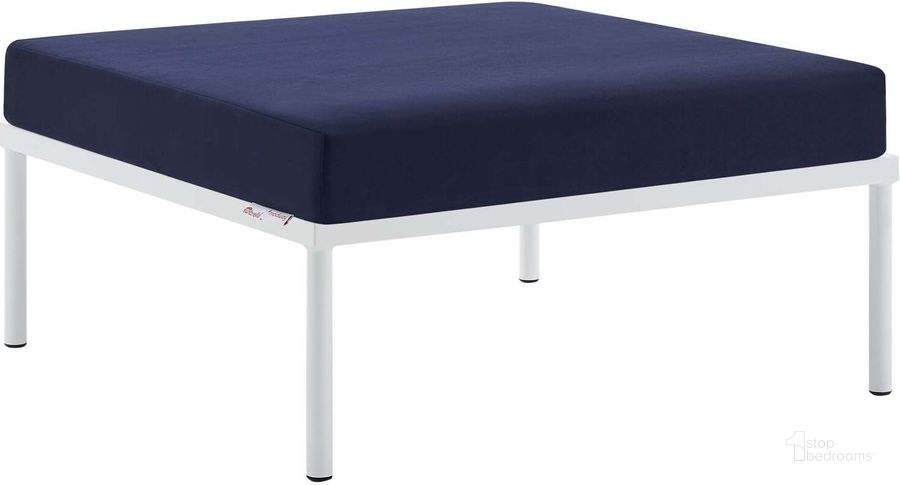 The appearance of Harmony Sunbrella Outdoor Patio Aluminum Ottoman In Navy designed by Modway in the modern / contemporary interior design. This navy piece of furniture  was selected by 1StopBedrooms from Harmony Collection to add a touch of cosiness and style into your home. Sku: EEI-4969-NAV. Material: Polyester. Product Type: Ottoman. Image1