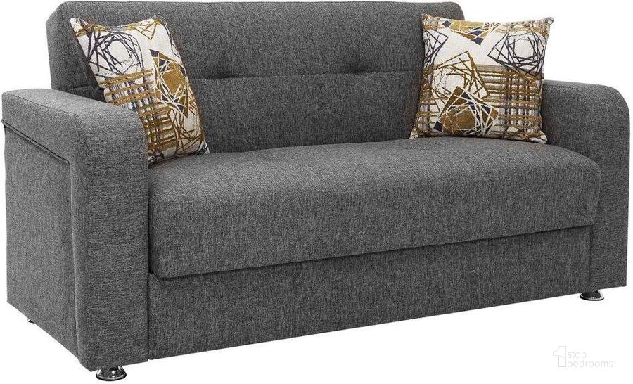 The appearance of Harmony Upholstered Convertible Loveseat with Storage In Gray HAR-GY-LS designed by Casamode in the modern / contemporary interior design. This gray piece of furniture  was selected by 1StopBedrooms from Harmony Collection to add a touch of cosiness and style into your home. Sku: HAR-GY-LS. Product Type: Loveseat. Material: Chenille. Image1