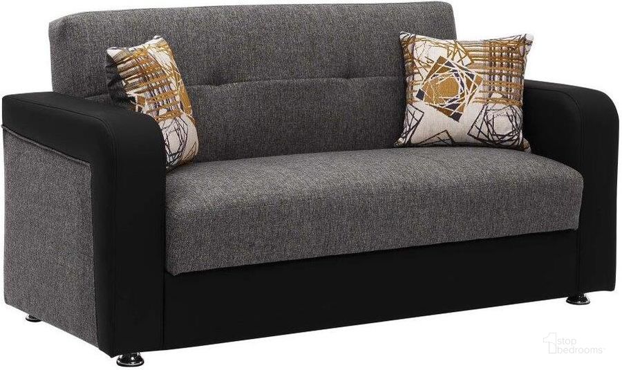 The appearance of Harmony Upholstered Convertible Loveseat with Storage In Gray HAR-GY-PU-LS designed by Casamode in the modern / contemporary interior design. This gray piece of furniture  was selected by 1StopBedrooms from Harmony Collection to add a touch of cosiness and style into your home. Sku: HAR-GY-PU-LS. Product Type: Loveseat. Material: Chenille. Image1