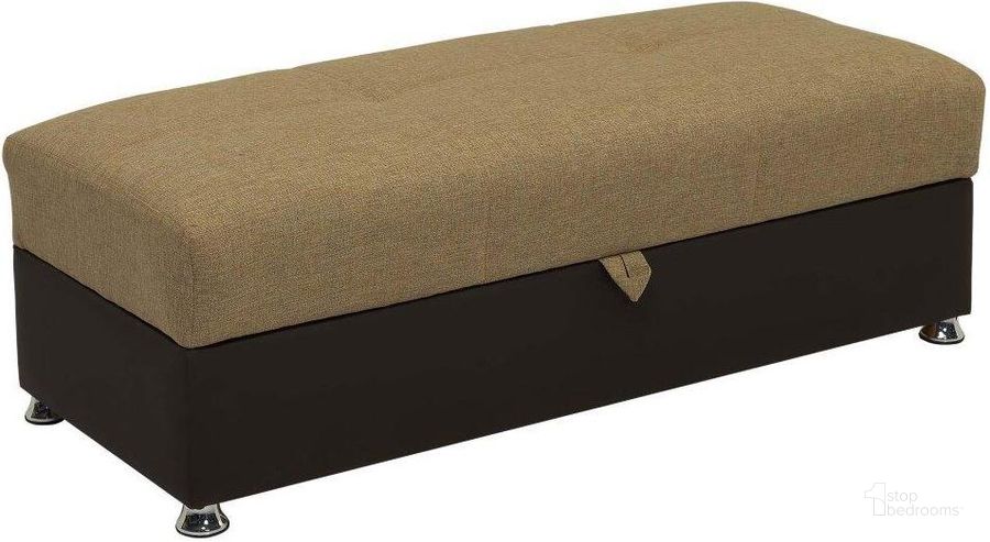 The appearance of Harmony Upholstered Convertible Ottoman with Storage In Brown designed by Casamode in the modern / contemporary interior design. This brown piece of furniture  was selected by 1StopBedrooms from Harmony Collection to add a touch of cosiness and style into your home. Sku: HAR-O-BN-PU. Product Type: Ottoman. Material: Chenille. Image1