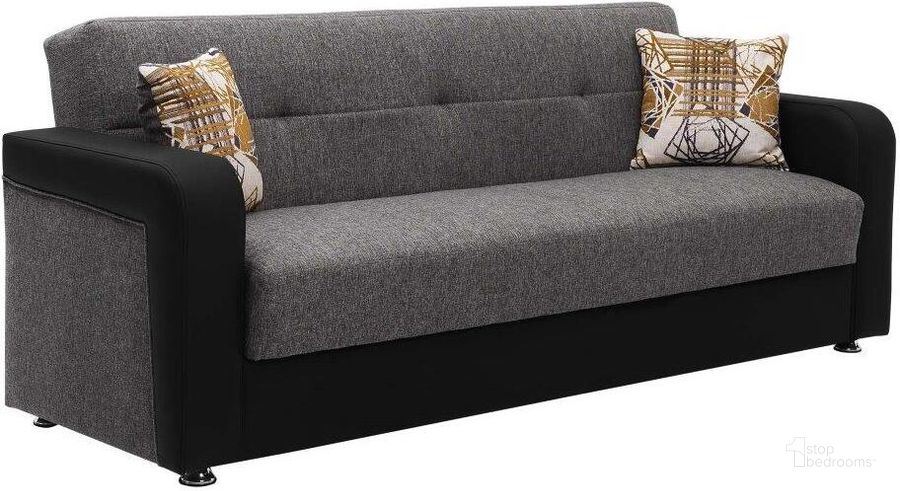 The appearance of Harmony Upholstered Convertible Sofabed with Storage In Gray HAR-GY-PU-SB designed by Casamode in the modern / contemporary interior design. This gray piece of furniture  was selected by 1StopBedrooms from Harmony Collection to add a touch of cosiness and style into your home. Sku: HAR-GY-PU-SB. Product Type: Sofa Bed. Material: Chenille. Image1