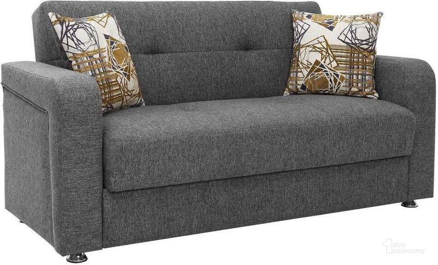 The appearance of Harmony Upholstered Convertible Sofabed with Storage In Gray HAR-GY-SB designed by Casamode in the modern / contemporary interior design. This gray piece of furniture  was selected by 1StopBedrooms from Harmony Collection to add a touch of cosiness and style into your home. Sku: HAR-GY-SB. Product Type: Sofa Bed. Material: Chenille. Image1