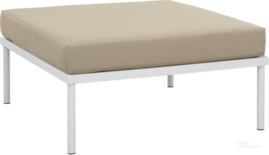The appearance of Harmony White Beige Outdoor Patio Aluminum Ottoman designed by Modway in the modern / contemporary interior design. This white beige piece of furniture  was selected by 1StopBedrooms from Harmony Collection to add a touch of cosiness and style into your home. Sku: EEI-2609-WHI-BEI. Product Type: Outdoor Ottoman. Material: Foam. Image1