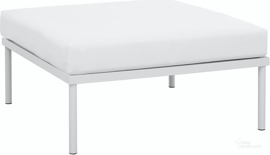 The appearance of Harmony White Outdoor Patio Aluminum Ottoman designed by Modway in the modern / contemporary interior design. This white piece of furniture  was selected by 1StopBedrooms from Harmony Collection to add a touch of cosiness and style into your home. Sku: EEI-2609-WHI-WHI. Product Type: Outdoor Ottoman. Material: Foam. Image1