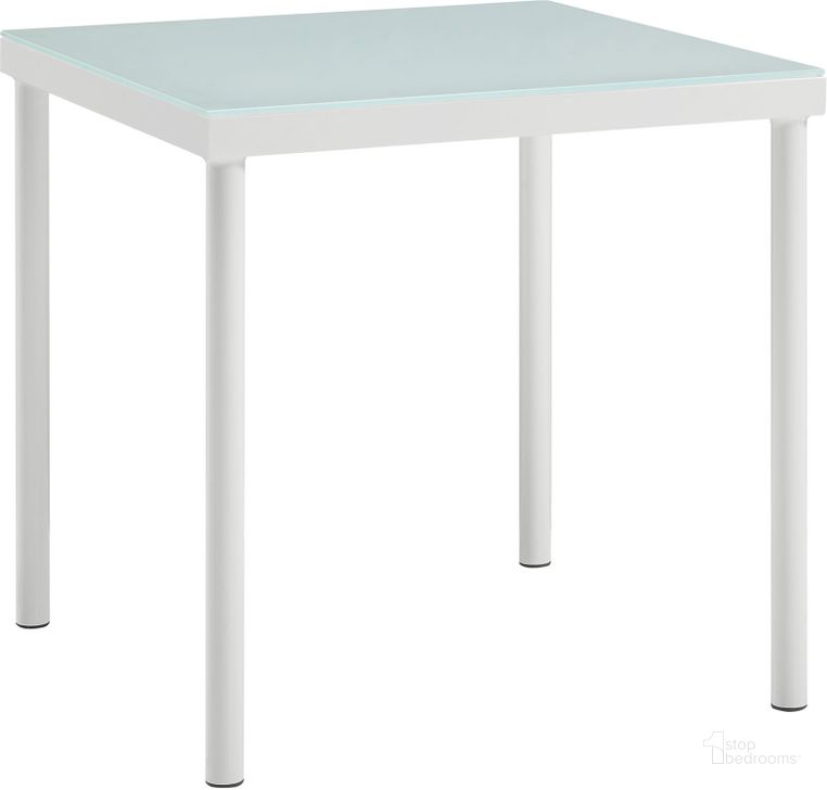 The appearance of Harmony White Outdoor Patio Aluminum Side Table designed by Modway in the modern / contemporary interior design. This white piece of furniture  was selected by 1StopBedrooms from Harmony Collection to add a touch of cosiness and style into your home. Sku: EEI-2604-WHI. Material: Aluminum. Product Type: Outdoor Table. Image1