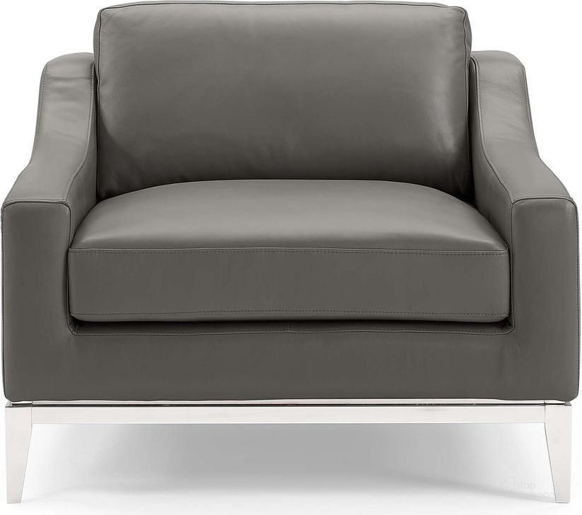 The appearance of Harness Gray Stainless Steel Base Leather Arm Chair designed by Modway in the modern / contemporary interior design. This gray piece of furniture  was selected by 1StopBedrooms from Harness Collection to add a touch of cosiness and style into your home. Sku: EEI-3446-GRY. Material: Wood. Product Type: Living Room Chair. Image1