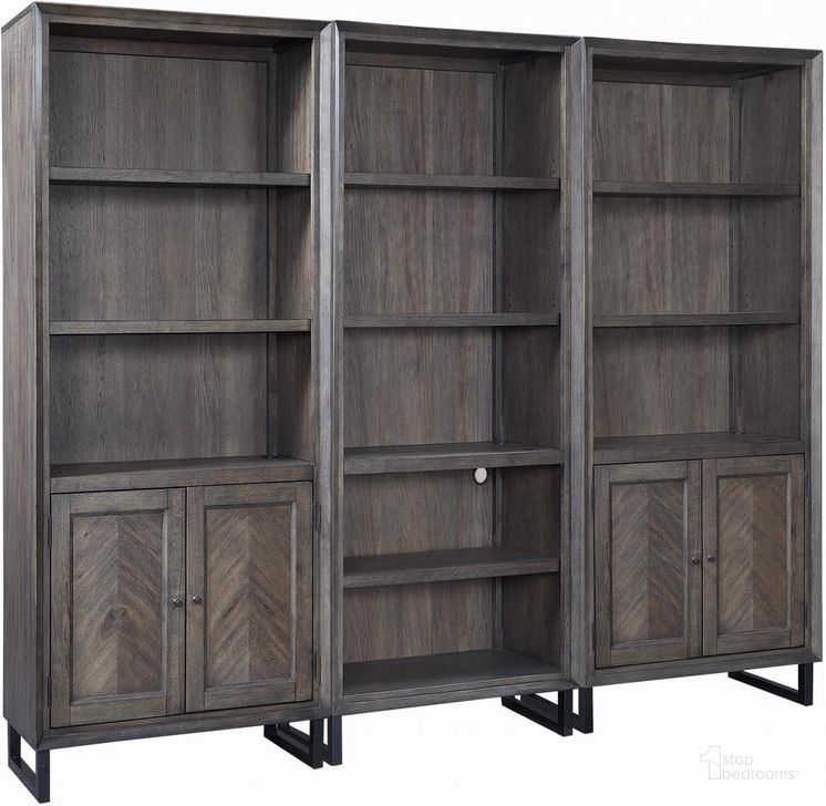 The appearance of Harper Point Bookcases In Grey designed by Aspenhome in the modern / contemporary interior design. This grey piece of furniture  was selected by 1StopBedrooms from Harper Point Collection to add a touch of cosiness and style into your home. Sku: IHP-332-FSL;IHP-332-FSL;IHP-333-FSL. Material: Wood. Product Type: Bookcase. Image1
