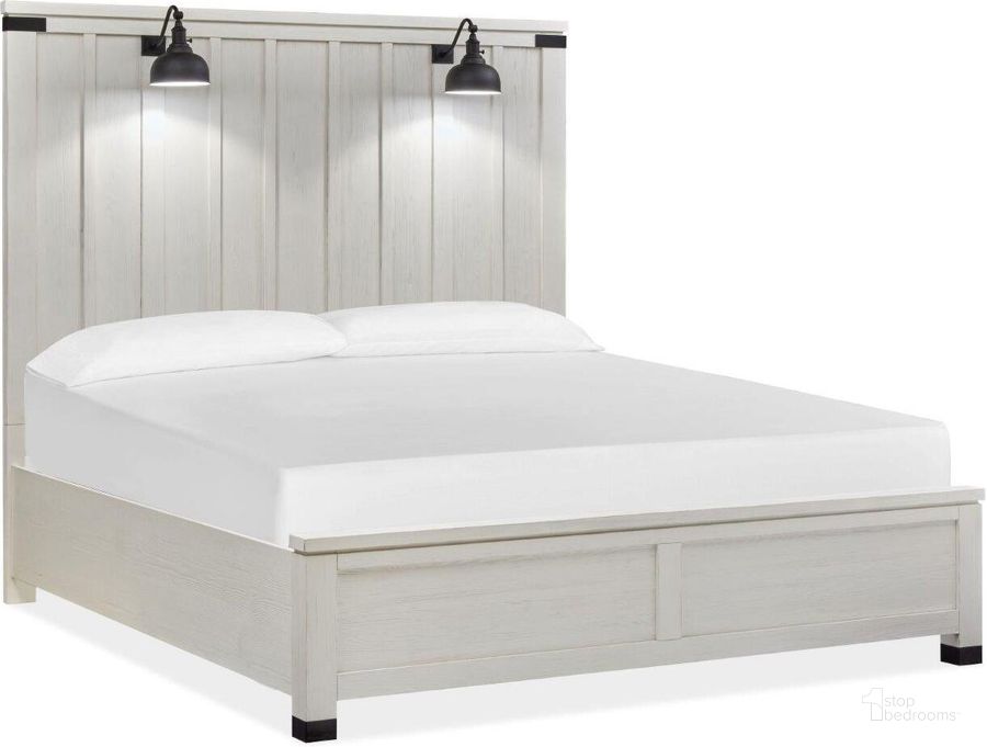 The appearance of Harper Springs Silo White Cal King Panel Bed designed by Magnussen in the transitional interior design. This white piece of furniture  was selected by 1StopBedrooms from Harper Springs Collection to add a touch of cosiness and style into your home. Sku: B5321-64H;B5321-64F;B5321-74R. Bed Type: Panel Bed. Product Type: Panel Bed. Bed Size: California King. Image1