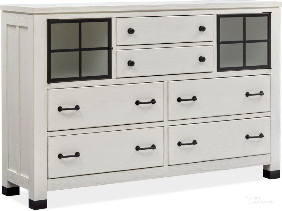 The appearance of Harper Springs Silo White Door Dresser designed by Magnussen in the transitional interior design. This white piece of furniture  was selected by 1StopBedrooms from Harper Springs Collection to add a touch of cosiness and style into your home. Sku: B5321-24. Product Type: Dresser. Material: Pine. Image1