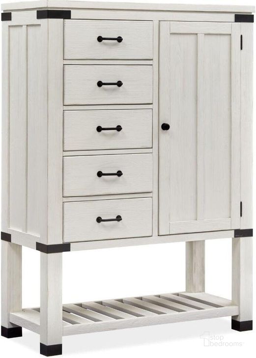 The appearance of Harper Springs Silo White Door Gentlemans Chest designed by Magnussen in the transitional interior design. This white piece of furniture  was selected by 1StopBedrooms from Harper Springs Collection to add a touch of cosiness and style into your home. Sku: B5321-13. Product Type: Chest. Material: Pine. Image1