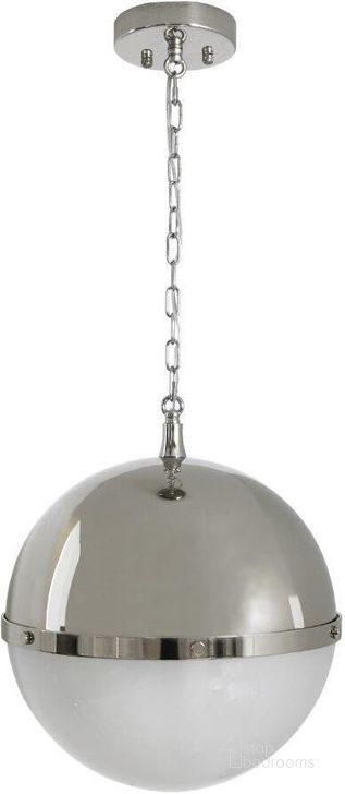 The appearance of Harpo Polished Nickel And Frosted Glass Pendant designed by Worlds Away in the modern / contemporary interior design. This silver piece of furniture  was selected by 1StopBedrooms from Harpo Collection to add a touch of cosiness and style into your home. Sku: HARPO N. Material: Metal. Product Type: Pendant Lighting. Image1