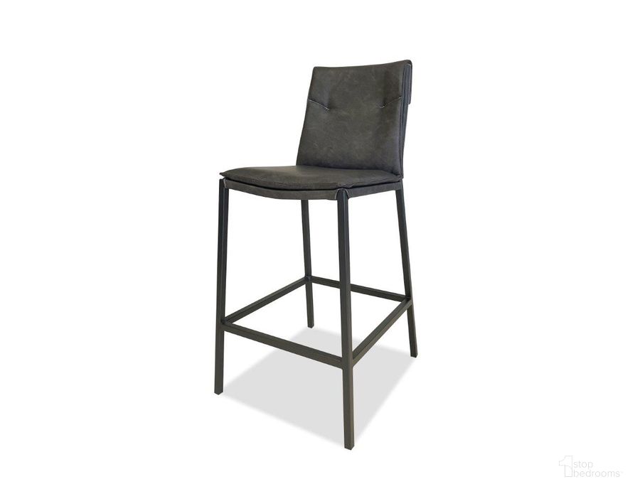 The appearance of Harris Grey Leatherette Counter Stool - Set of 2 designed by Mobital in the modern / contemporary interior design. This grey piece of furniture  was selected by 1StopBedrooms from Harris Collection to add a touch of cosiness and style into your home. Sku: DCS-HARR-GREY-LOW. Product Type: Barstool. Material: Iron. Image1