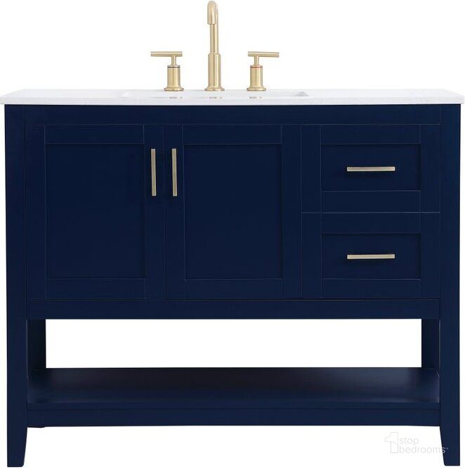 The appearance of Harris Mae Blue Bathroom Vanity Bathroom Furniture 0qd24306052 designed by Versailles Home in the traditional interior design. This blue piece of furniture  was selected by 1StopBedrooms from Harris Mae Collection to add a touch of cosiness and style into your home. Sku: VF16042BL. Material: Wood. Product Type: Bathroom Vanity. Image1
