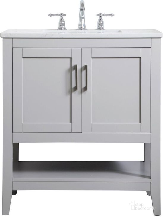 The appearance of Harris Mae Grey Bathroom Vanity Bathroom Furniture 0qd24306291 designed by Versailles Home in the traditional interior design. This grey piece of furniture  was selected by 1StopBedrooms from Harris Mae Collection to add a touch of cosiness and style into your home. Sku: VF16030GR. Product Type: Bathroom Vanity. Image1