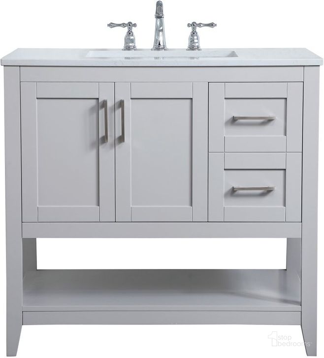The appearance of Harris Mae Grey Bathroom Vanity Bathroom Furniture 0qd24306475 designed by Versailles Home in the traditional interior design. This grey piece of furniture  was selected by 1StopBedrooms from Harris Mae Collection to add a touch of cosiness and style into your home. Sku: VF16036GR. Material: Wood. Product Type: Bathroom Vanity. Image1