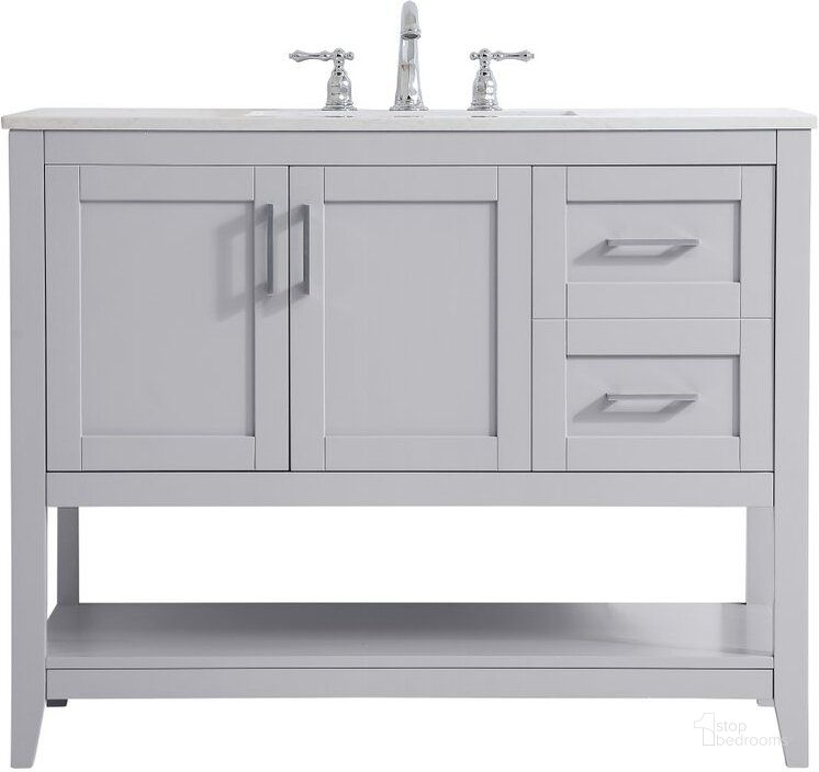 The appearance of Harris Mae Grey Bathroom Vanity Bathroom Furniture 0qd24306477 designed by Versailles Home in the traditional interior design. This grey piece of furniture  was selected by 1StopBedrooms from Harris Mae Collection to add a touch of cosiness and style into your home. Sku: VF16042GR. Material: Wood. Product Type: Bathroom Vanity. Image1