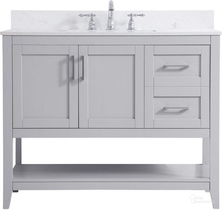 The appearance of Harris Mae Grey Bathroom Vanity Bathroom Furniture 0qd24307675 designed by Versailles Home in the traditional interior design. This grey piece of furniture  was selected by 1StopBedrooms from Harris Mae Collection to add a touch of cosiness and style into your home. Sku: VF16042GR-BS. Material: Wood. Product Type: Bathroom Vanity. Image1