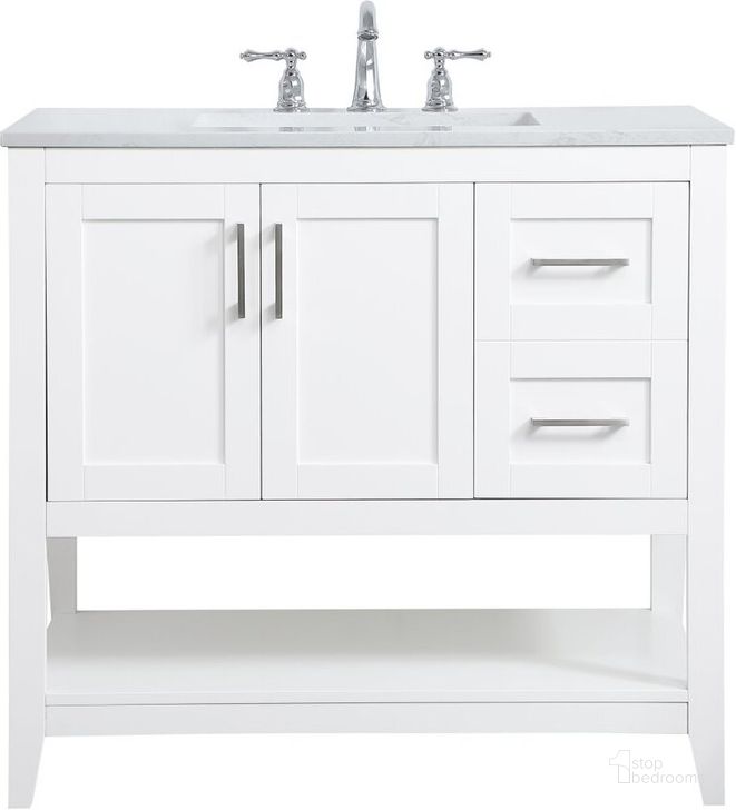 The appearance of Harris Mae White Bathroom Vanity Bathroom Furniture 0qd24306476 designed by Versailles Home in the traditional interior design. This white piece of furniture  was selected by 1StopBedrooms from Harris Mae Collection to add a touch of cosiness and style into your home. Sku: VF16036WH. Material: Wood. Product Type: Bathroom Vanity. Image1