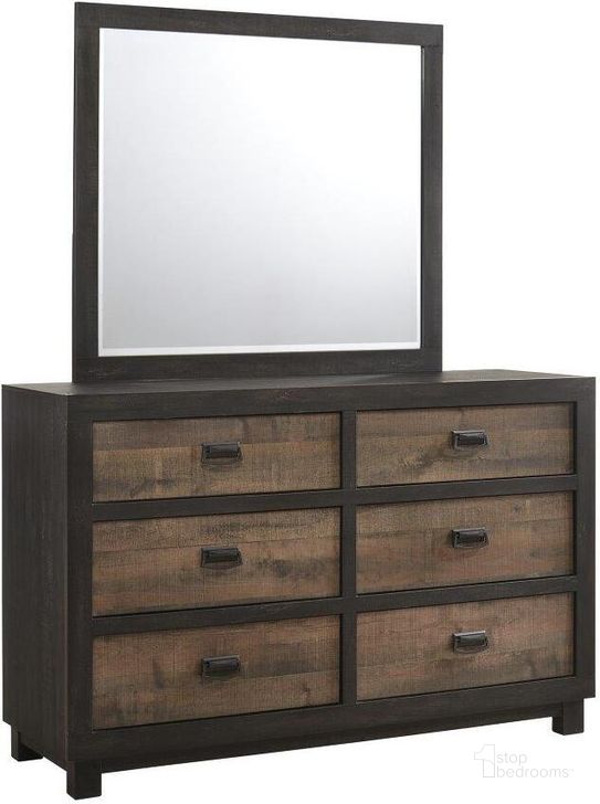 The appearance of Harrison Walnut 6 Drawer Dresser With Mirror designed by Picket House in the transitional interior design. This brown piece of furniture  was selected by 1StopBedrooms from Harrison Collection to add a touch of cosiness and style into your home. Sku: HG100DR;HG100MR. Product Type: Dresser and Mirror. Material: MDF. Image1