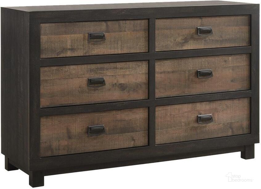 The appearance of Harrison Walnut 6 Drawer Dresser designed by Picket House in the transitional interior design. This brown piece of furniture  was selected by 1StopBedrooms from Harrison Collection to add a touch of cosiness and style into your home. Sku: HG100DR. Product Type: Dresser. Material: MDF. Image1