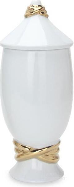 The appearance of Harrisville White and Gold Vase Decorative Accessory 0qb24536755 designed by Luxe Linea in the modern / contemporary interior design. This white and gold piece of furniture  was selected by 1StopBedrooms from Harrisville Collection to add a touch of cosiness and style into your home. Sku: FS207GJS. Material: Ceramic. Product Type: Vase. Image1