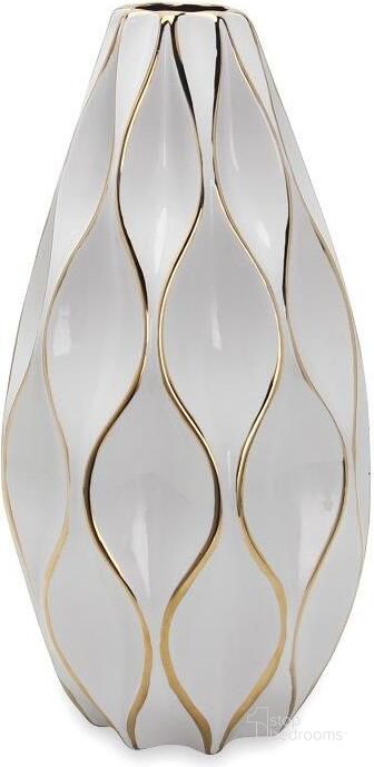The appearance of Harrisville White and Gold Vase Decorative Accessory 0qb24536774 designed by Luxe Linea in the modern / contemporary interior design. This white and gold piece of furniture  was selected by 1StopBedrooms from Harrisville Collection to add a touch of cosiness and style into your home. Sku: FS081GVS. Material: Ceramic. Product Type: Vase. Image1