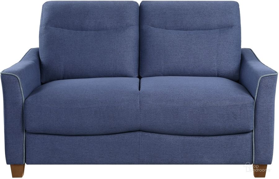 The appearance of Harstad Love Seat In Blue designed by Homelegance in the modern / contemporary interior design. This blue piece of furniture  was selected by 1StopBedrooms from Harstad Collection to add a touch of cosiness and style into your home. Sku: 9236BU-2. Product Type: Loveseat. Material: Textured. Image1