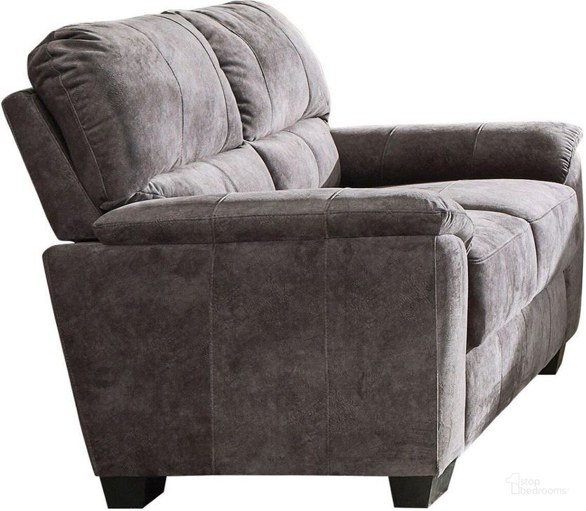 The appearance of Hartsook Charcoal Grey Loveseat designed by Coaster in the transitional interior design. This gray piece of furniture  was selected by 1StopBedrooms from Hartsook Collection to add a touch of cosiness and style into your home. Sku: 509752. Product Type: Loveseat. Material: Plywood.