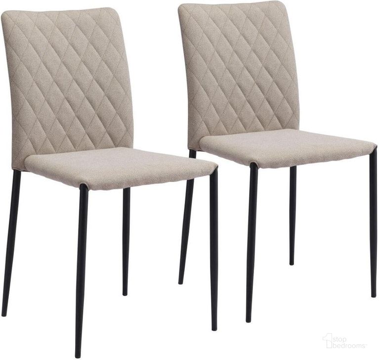 The appearance of Harve Dining Chair Set of 2 Beige designed by Zuo Modern in the modern / contemporary interior design. This black and beige piece of furniture  was selected by 1StopBedrooms from Harve Collection to add a touch of cosiness and style into your home. Sku: 101900. Product Type: Dining Chair. Material: Plywood. Image1