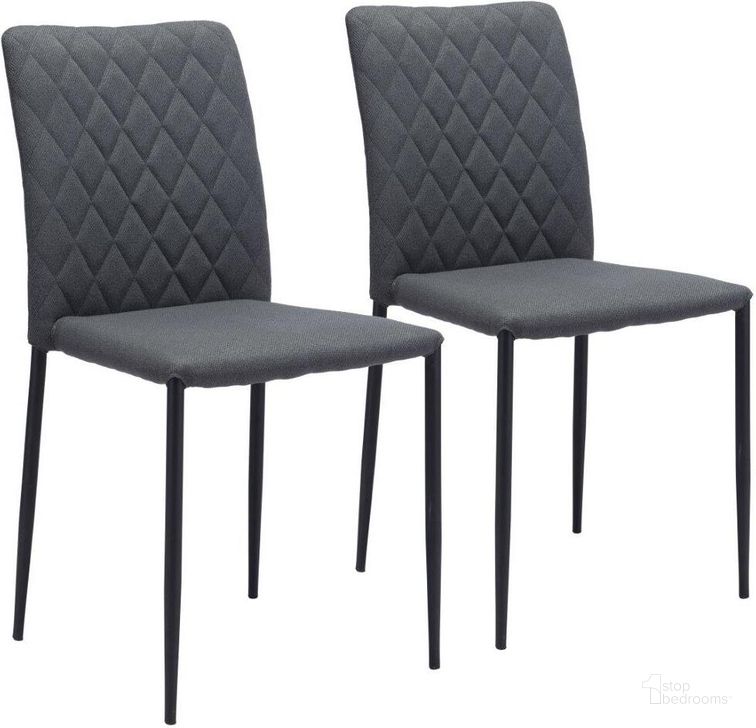 The appearance of Harve Dining Chair Set of 2 Gray designed by Zuo Modern in the modern / contemporary interior design. This black and grey piece of furniture  was selected by 1StopBedrooms from Harve Collection to add a touch of cosiness and style into your home. Sku: 101901. Product Type: Dining Chair. Material: Polyurethane. Image1