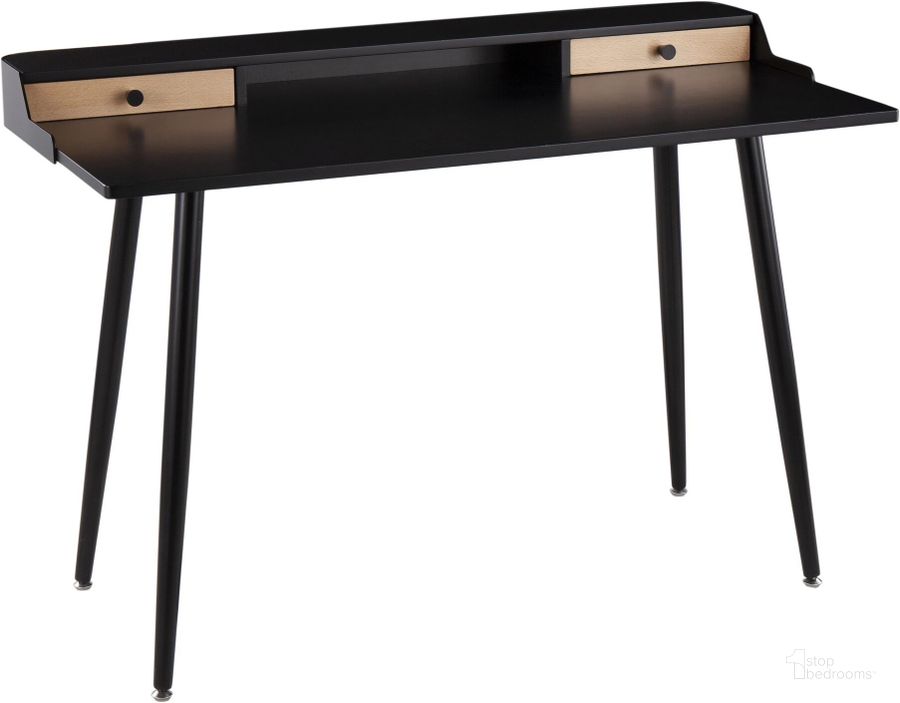 The appearance of Harvey Contemporary Desk In Black Steel And Black And Natural Wood With Black Accents designed by Lumisource in the modern / contemporary interior design. This black piece of furniture  was selected by 1StopBedrooms from Harvey Collection to add a touch of cosiness and style into your home. Sku: OFD-HRVY BKNA. Material: Wood. Product Type: Desk. Image1