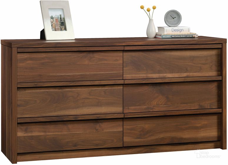 The appearance of Harvey Park Dresser In Grand Walnut designed by Sauder in the modern / contemporary interior design. This grand walnut piece of furniture  was selected by 1StopBedrooms from Harvey Park Collection to add a touch of cosiness and style into your home. Sku: 420946. Product Type: Dresser. Material: Engineered Wood. Image1