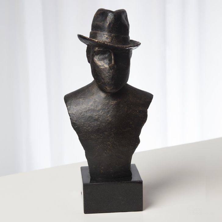 The appearance of Hat Businessman Sculpture In Black designed by Global Views in the modern / contemporary interior design. This black piece of furniture  was selected by 1StopBedrooms from Hat Collection to add a touch of cosiness and style into your home. Sku: 8.82503. Product Type: Sculpture. Material: Iron. Image1