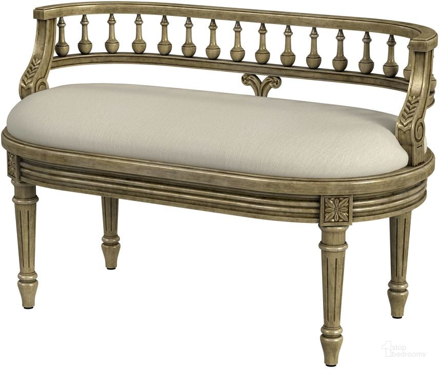 The appearance of Hathaway 37 Inch Upholstered Bench In Beige designed by Butler Specialty Company in the traditional interior design. This beige piece of furniture  was selected by 1StopBedrooms from Hathaway Collection to add a touch of cosiness and style into your home. Sku: 2625424. Product Type: Bench. Material: Rubberwood. Image1