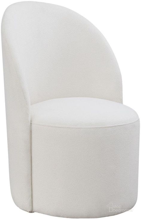 The appearance of Hautely Cream Boucle Fabric Accent Chair designed by Meridian in the modern / contemporary interior design. This cream piece of furniture  was selected by 1StopBedrooms from Hautely Collection to add a touch of cosiness and style into your home. Sku: 528Cream. Material: Wood. Product Type: Accent Chair. Image1