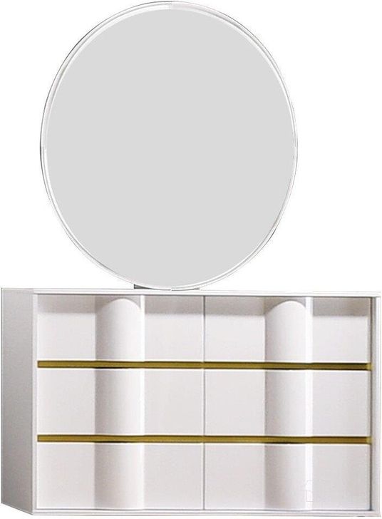 The appearance of Havana 2 Piece Poplar Wood Dresser And Mirror Set In White And Gold Trim designed by Best Master Furniture in the modern / contemporary interior design. This white/gold piece of furniture  was selected by 1StopBedrooms from Havana Collection to add a touch of cosiness and style into your home. Sku: HAVAWDM. Material: Wood. Product Type: Dresser and Mirror. Image1