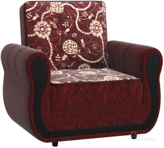 The appearance of Havana Upholstered Convertible Armchair with Storage In Burgundy designed by Casamode in the modern / contemporary interior design. This burgundy piece of furniture  was selected by 1StopBedrooms from Havana Collection to add a touch of cosiness and style into your home. Sku: HVN-BUR-AC. Product Type: Arm Chair. Material: Chenille. Image1