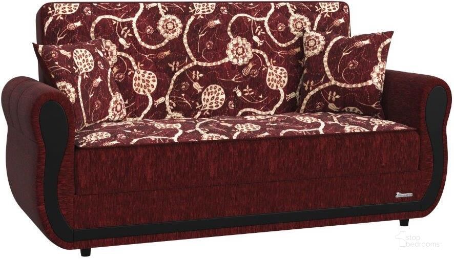 The appearance of Havana Upholstered Convertible Loveseat with Storage In Burgundy designed by Casamode in the modern / contemporary interior design. This burgundy piece of furniture  was selected by 1StopBedrooms from Havana Collection to add a touch of cosiness and style into your home. Sku: HVN-BUR-LS. Product Type: Loveseat. Material: Chenille. Image1