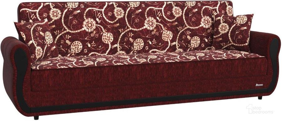 The appearance of Havana Upholstered Convertible Sofabed with Storage In Burgundy designed by Casamode in the modern / contemporary interior design. This burgundy piece of furniture  was selected by 1StopBedrooms from Havana Collection to add a touch of cosiness and style into your home. Sku: HVN-BUR-SB. Product Type: Sofa Bed. Material: Chenille. Image1