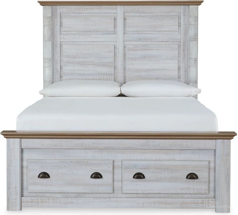 The appearance of Haven Bay Two Tone Queen Storage Panel Bed designed by Signature Design by Ashley in the traditional interior design. This two-tone piece of furniture  was selected by 1StopBedrooms from Haven Bay Collection to add a touch of cosiness and style into your home. Sku: B1512-54S;B1512-57;B1512-98;B1512-61. Bed Type: Storage Bed. Material: Wood. Product Type: Storage Bed. Bed Size: Queen. Image1